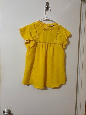 Haute Monde Yellow Ruffle Sleeve Blouse